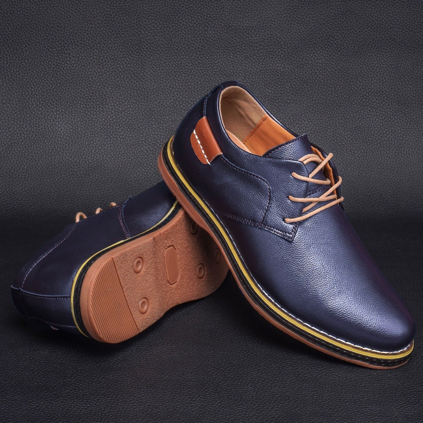 Gaitcraft - Piqûre Chaussures habillées en cuir véritable – Bleu