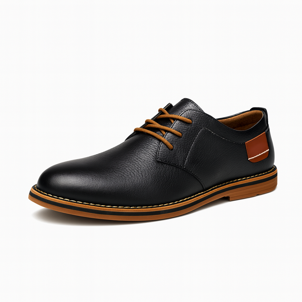 Gaitcraft - Piqûre chaussures habillées en cuir véritable – Noir