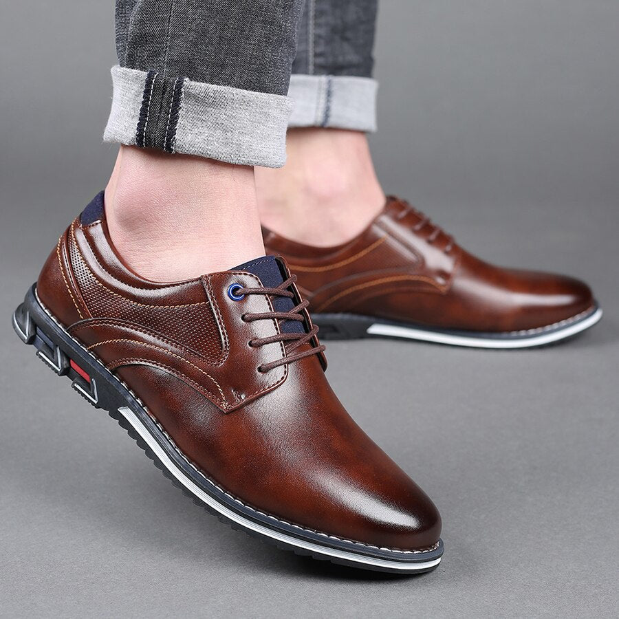 Gaitcraft - Oxford Lisse Stripe chaussures habillées en cuir véritable – Marron