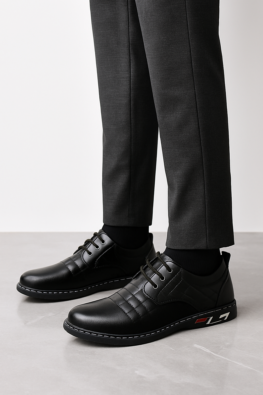 Gaitcraft - Oxford Derby No-Stripe Chaussures en cuir – Noir