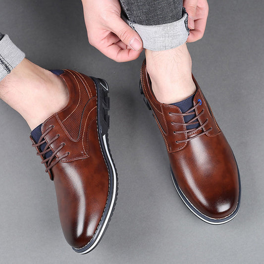 Gaitcraft - Oxford Lisse Stripe chaussures habillées en cuir véritable – Marron
