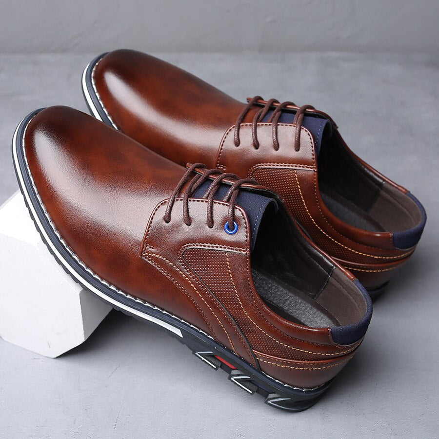 Gaitcraft - Oxford Lisse Stripe chaussures habillées en cuir véritable – Marron