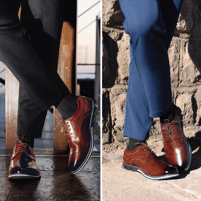 Gaitcraft - Oxford Lisse Stripe chaussures habillées en cuir véritable – Marron