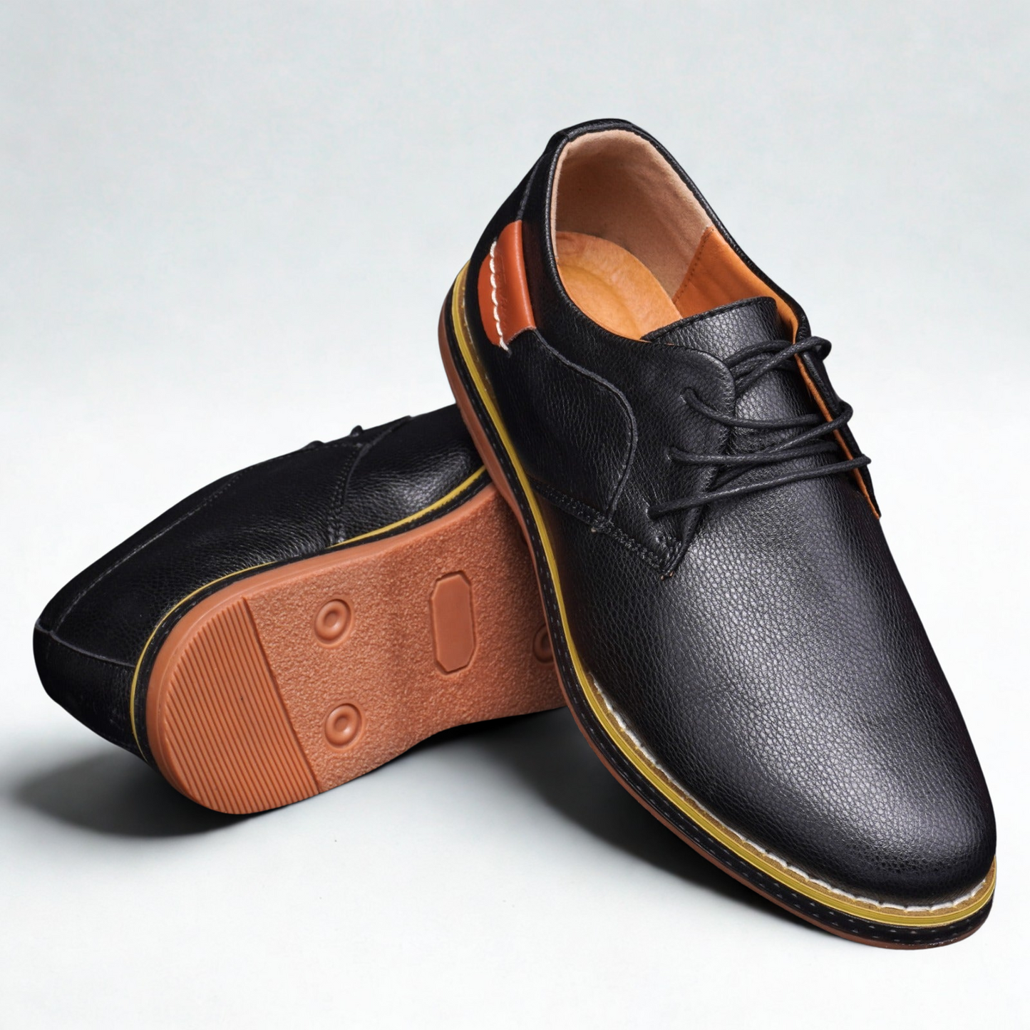 Gaitcraft - Piqûre chaussures habillées en cuir véritable – Noir