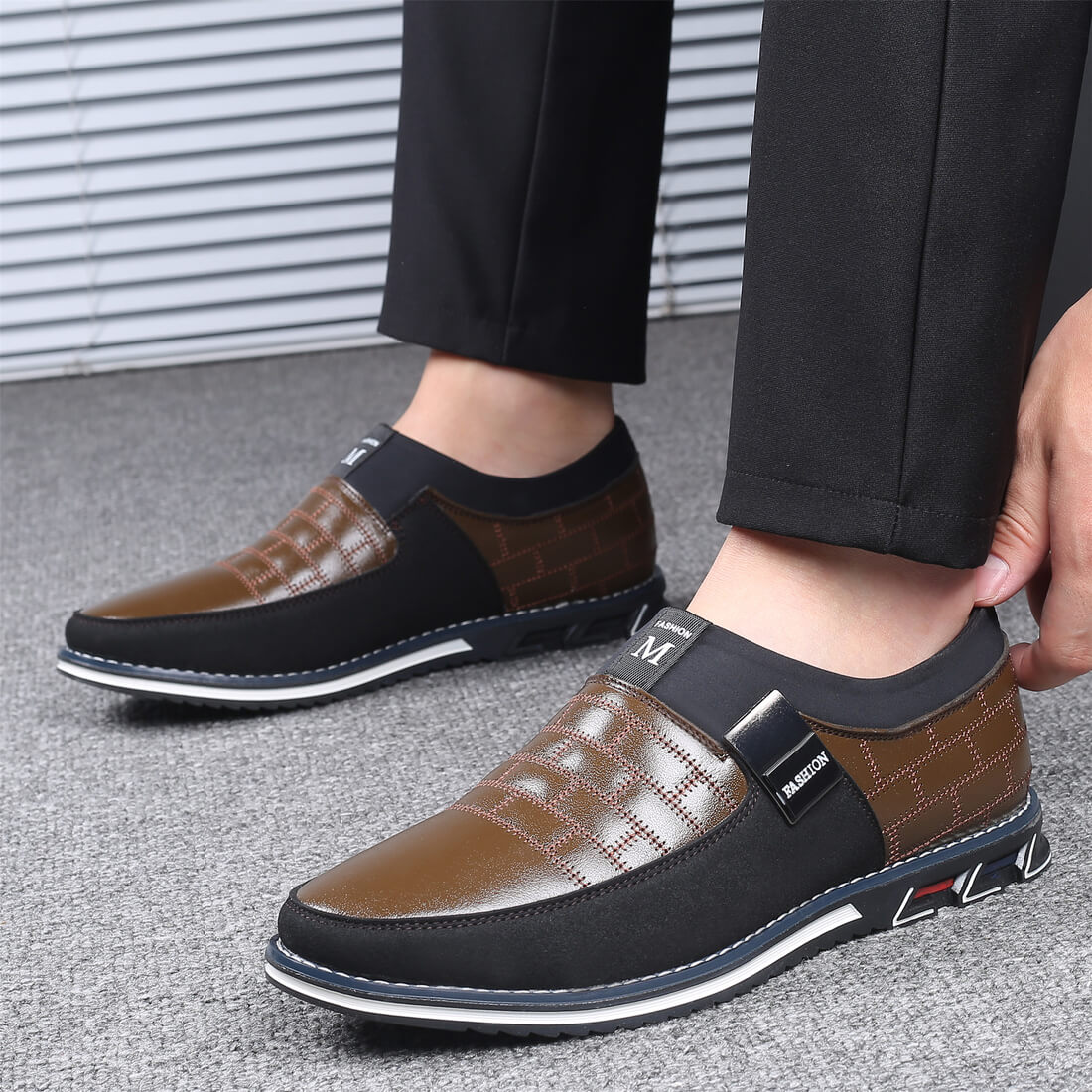 Gaitcraft - Chaussures en cuir Slip-On - Marron