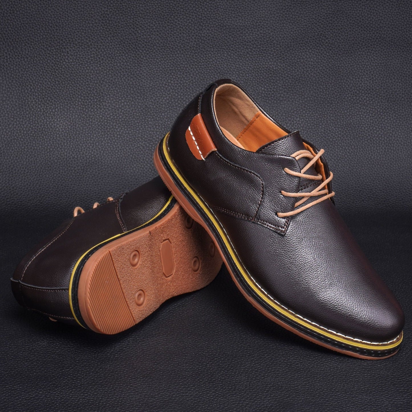 Gaitcraft - Chaussures habillées Piqûre en cuir véritable - Marron