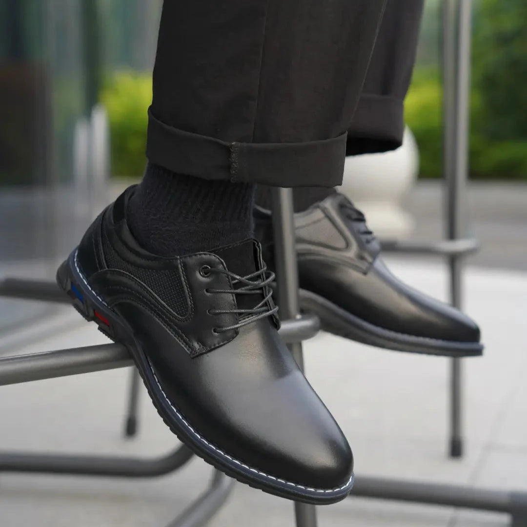 Gaitcraft - Oxford Lisse chaussures habillées pour homme en cuir véritable – Noir