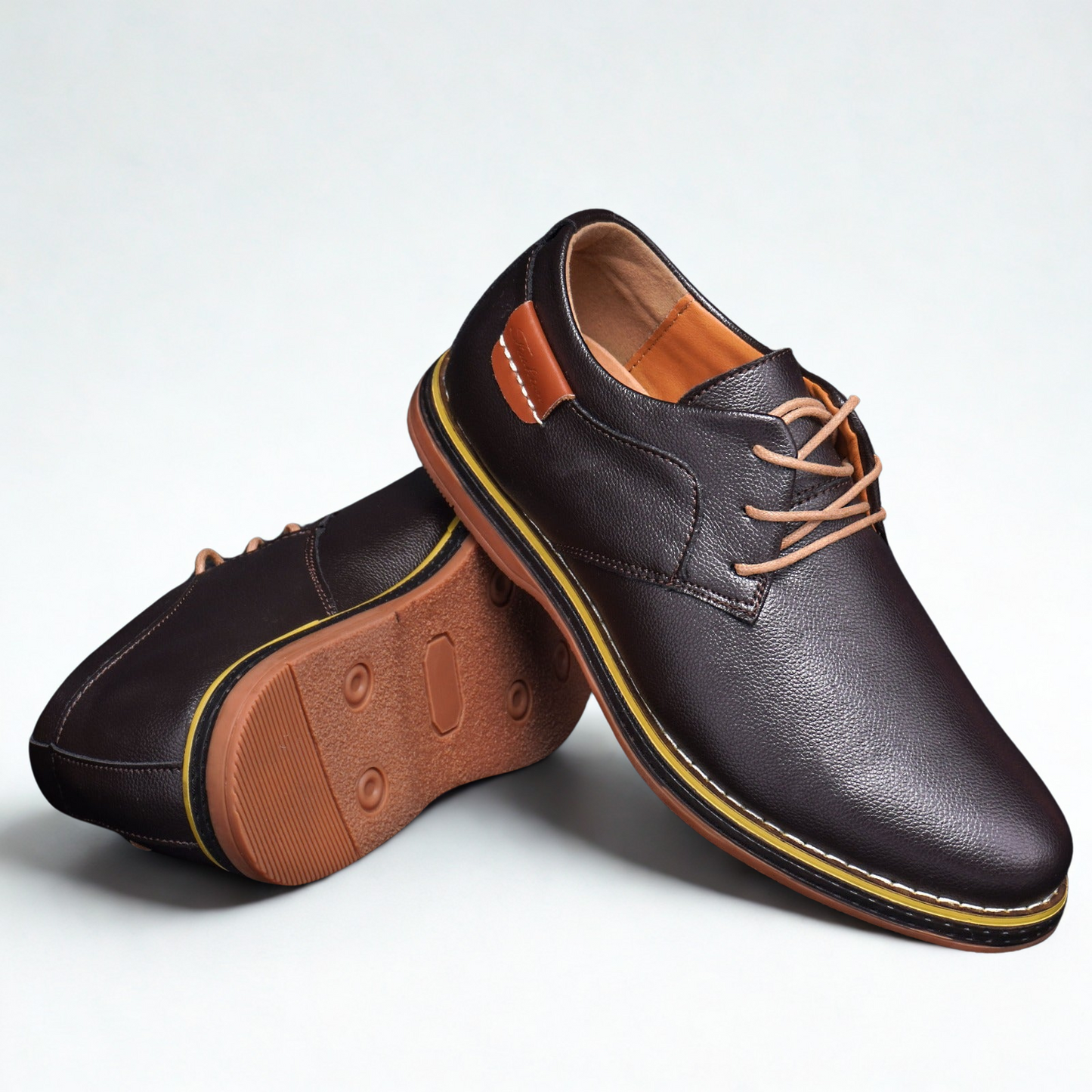 Gaitcraft - Chaussures habillées Piqûre en cuir véritable - Marron