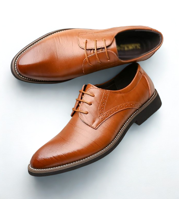 Gaitcraft - Wingtip Dress chaussures habillées en cuir véritable – Beige