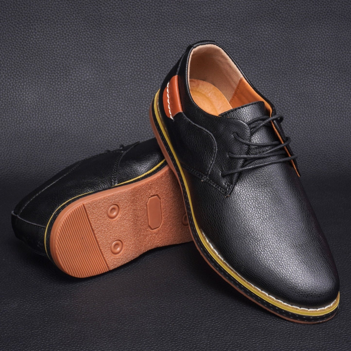 Gaitcraft - Piqûre chaussures habillées en cuir véritable – Noir