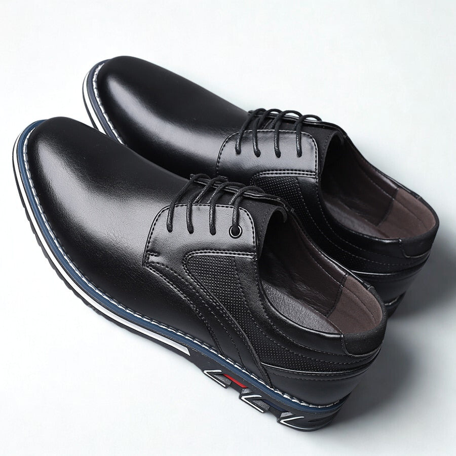 Gaitcraft - Oxford Lisse Stripe Chaussures habillées en cuir véritable – Noir