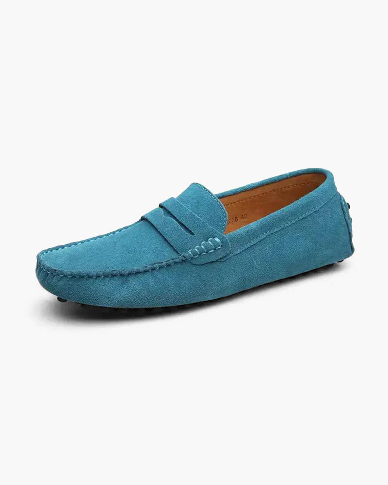 Gaitcraft - Driver Loafers en daim - Bleu Océan
