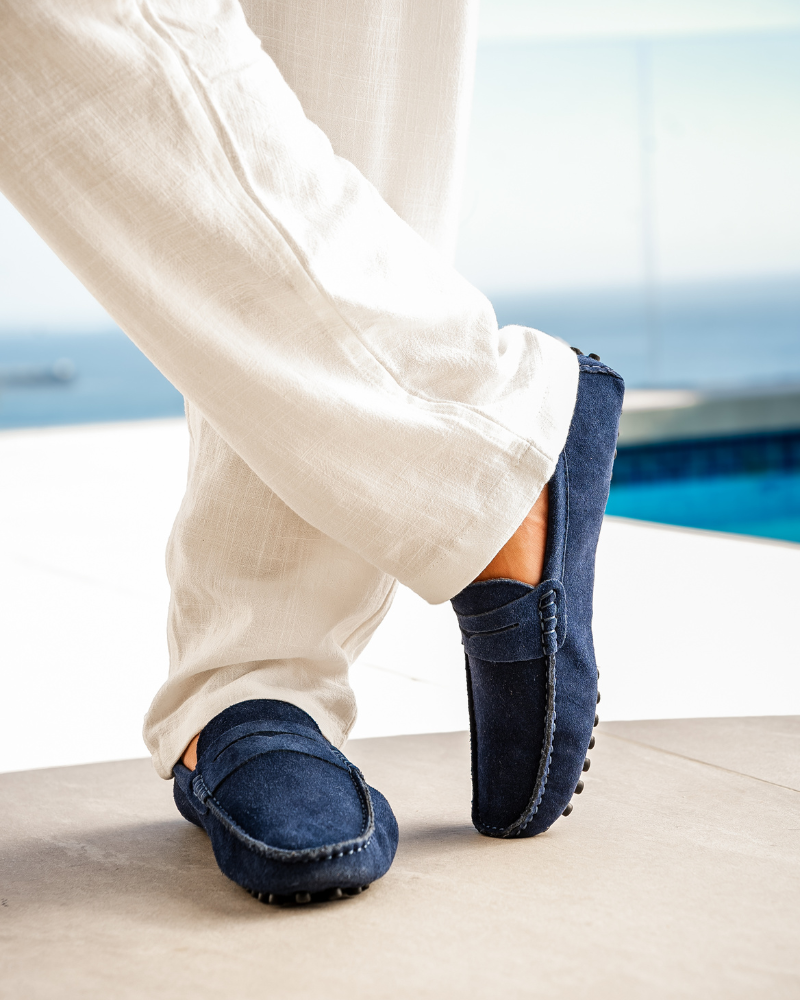 Gaitcraft - Driver Loafers en daim - Bleu Marine