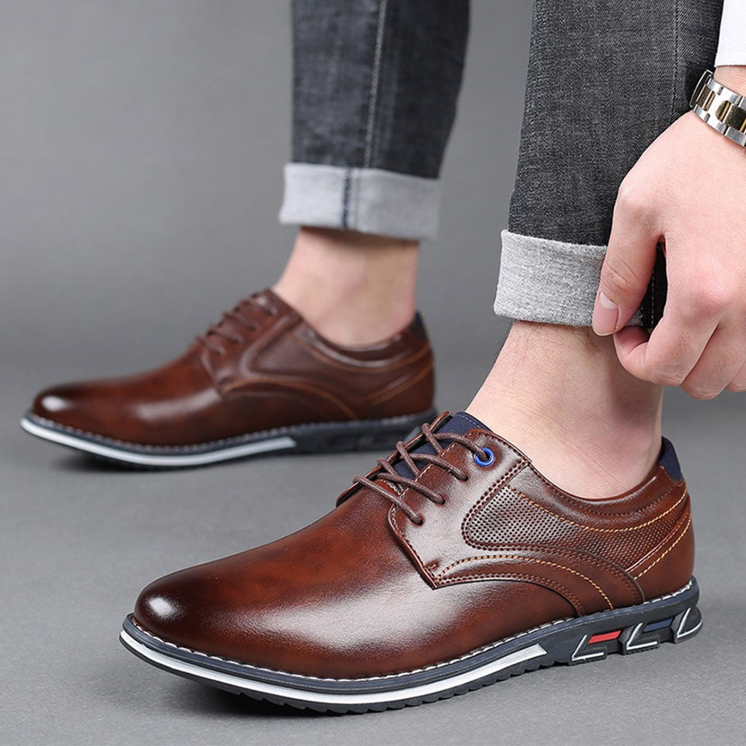 Gaitcraft - Oxford Lisse Stripe chaussures habillées en cuir véritable – Marron