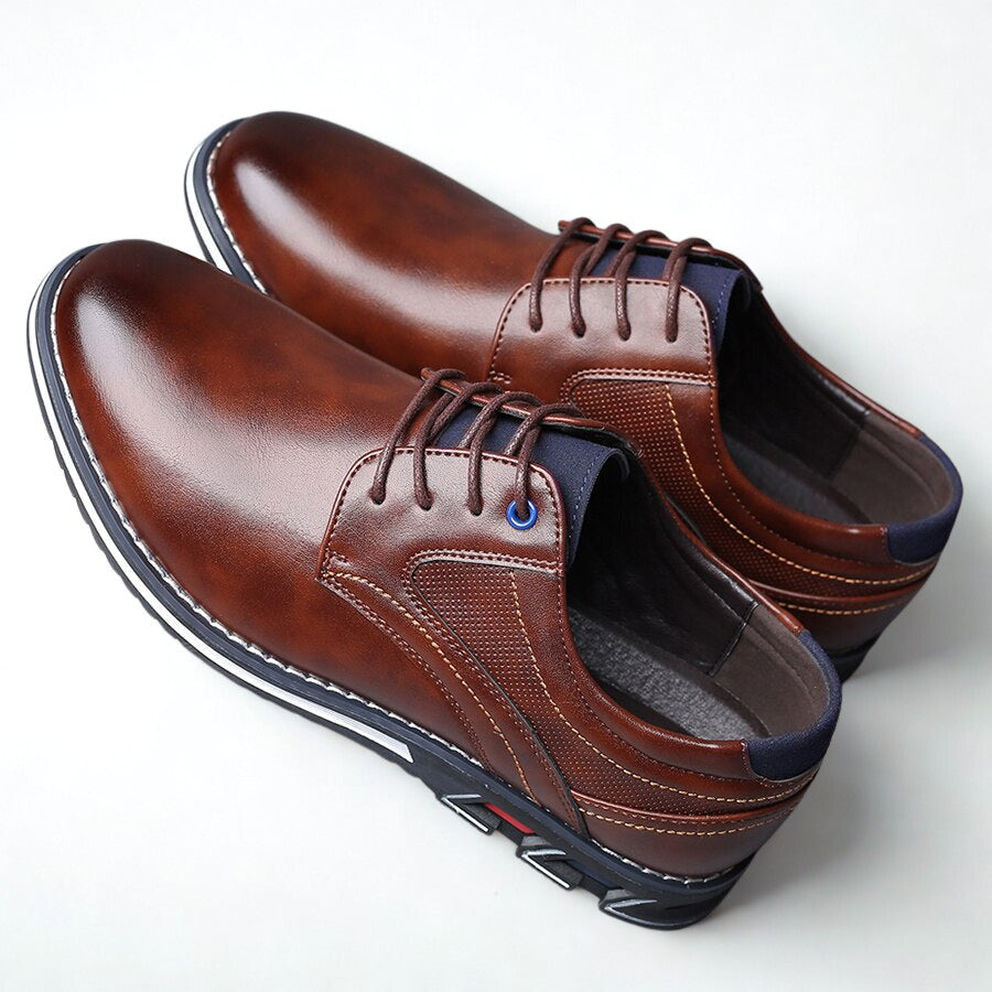 Gaitcraft - Oxford Lisse Stripe chaussures habillées en cuir véritable – Marron