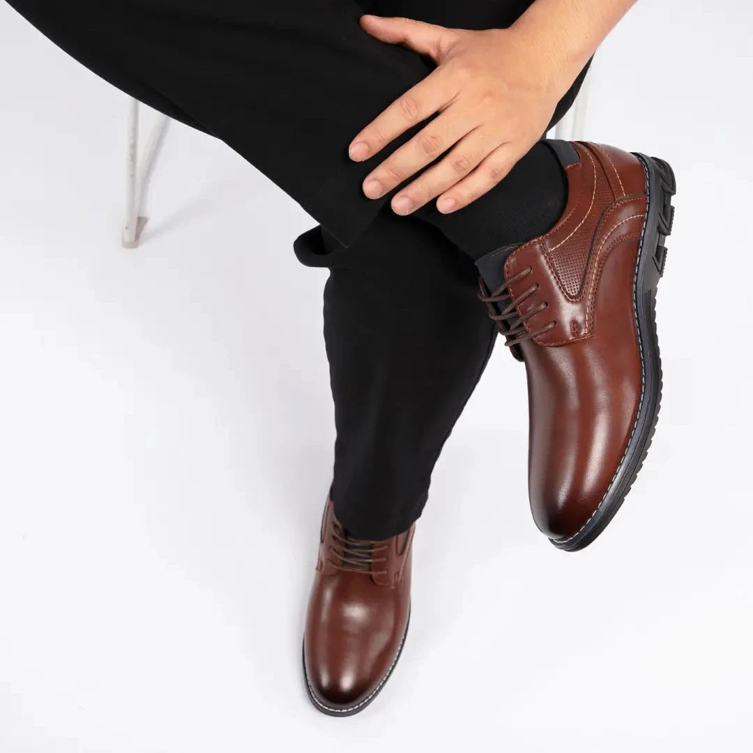 Gaitcraft - Oxford Lisse chaussures habillées en cuir véritable – Marron