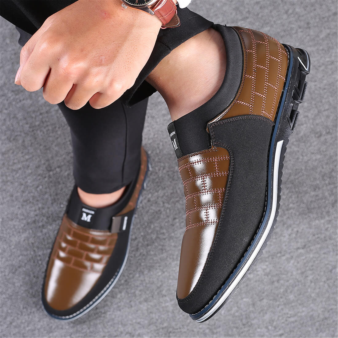 Gaitcraft - Chaussures en cuir Slip-On - Marron