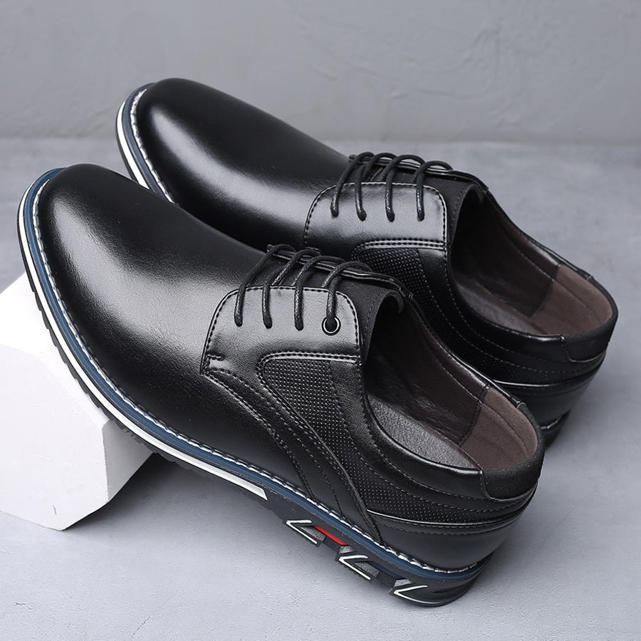 Gaitcraft - Oxford Lisse Stripe Chaussures habillées en cuir véritable – Noir