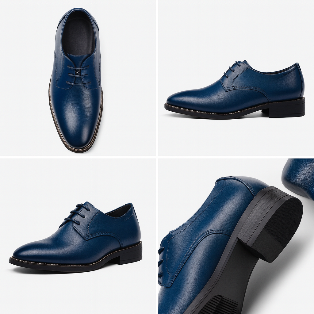 Gaitcraft - Wingtip Dress chaussures habillées en cuir véritable - Bleu