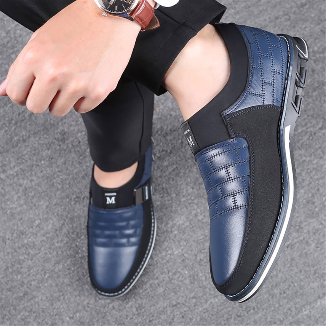 Gaitcraft - Chaussures en cuir Slip-On - Bleu