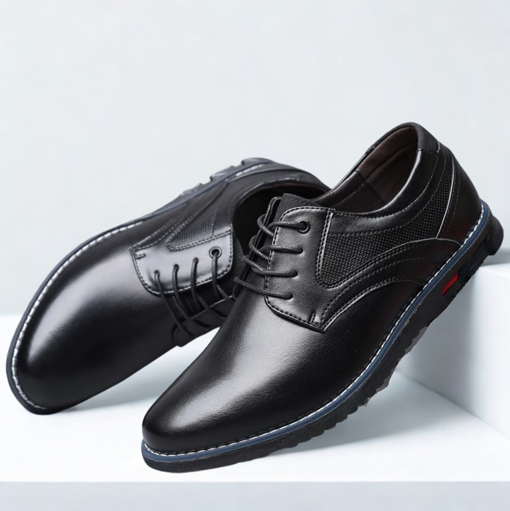 Gaitcraft - Oxford Lisse chaussures habillées pour homme en cuir véritable – Noir