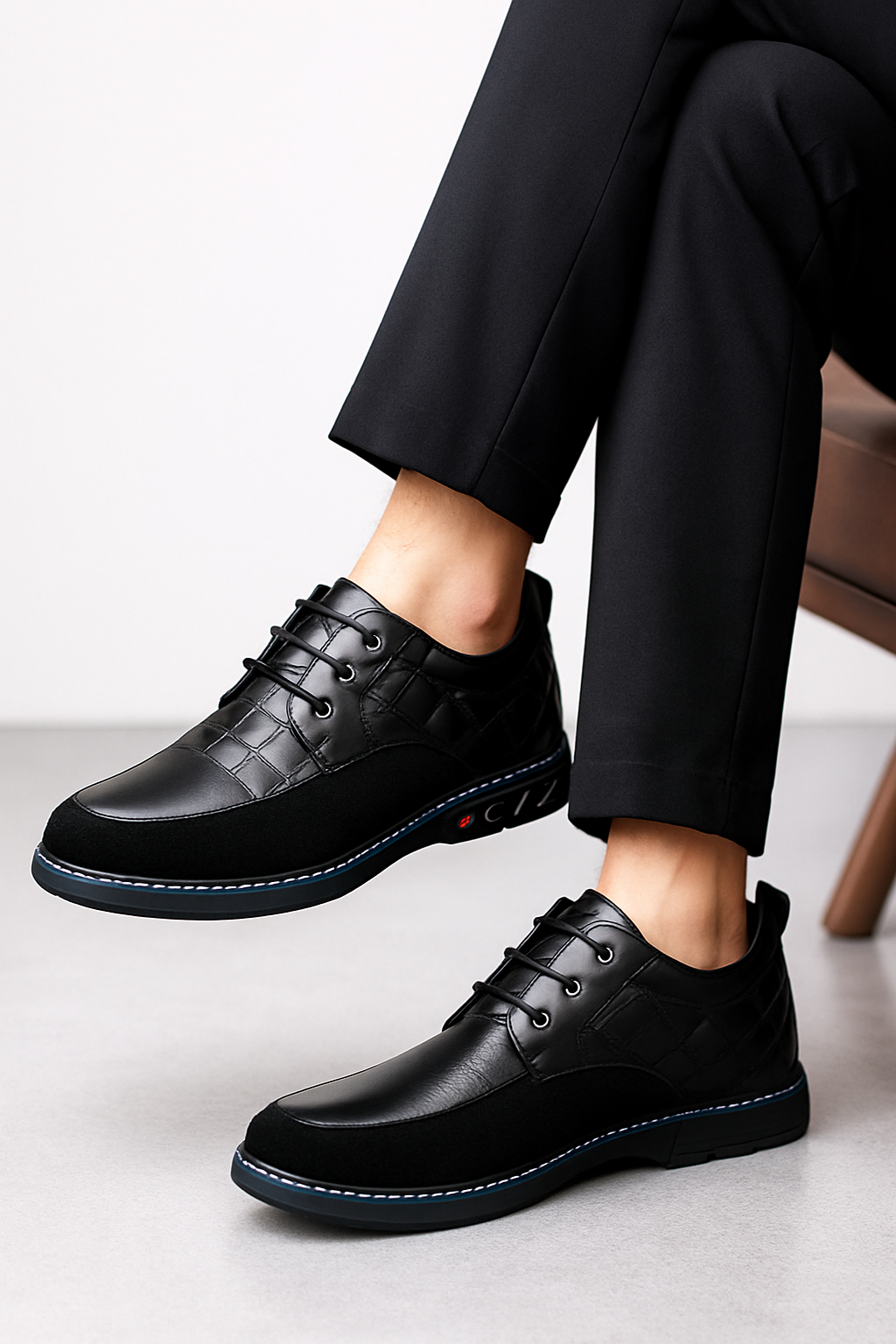 Gaitcraft - Oxford Derby No-Stripe Chaussures en cuir – Noir