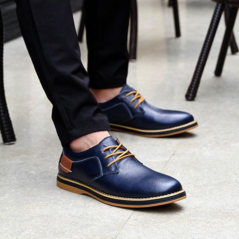 Gaitcraft - Piqûre Chaussures habillées en cuir véritable – Bleu