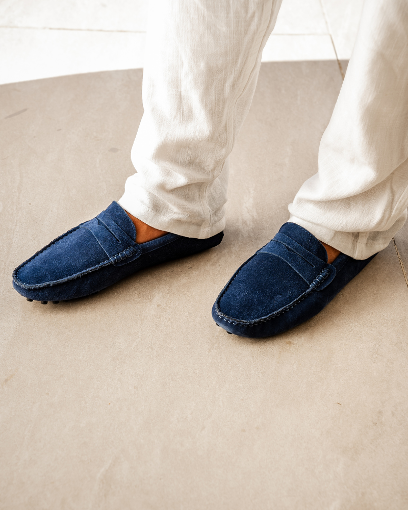 Gaitcraft - Driver Loafers en daim - Bleu Marine