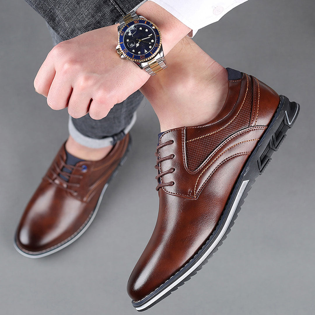 Gaitcraft - Oxford Lisse Stripe chaussures habillées en cuir véritable – Marron