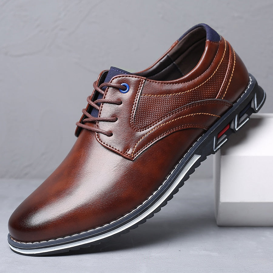 Gaitcraft - Oxford Lisse Stripe chaussures habillées en cuir véritable – Marron