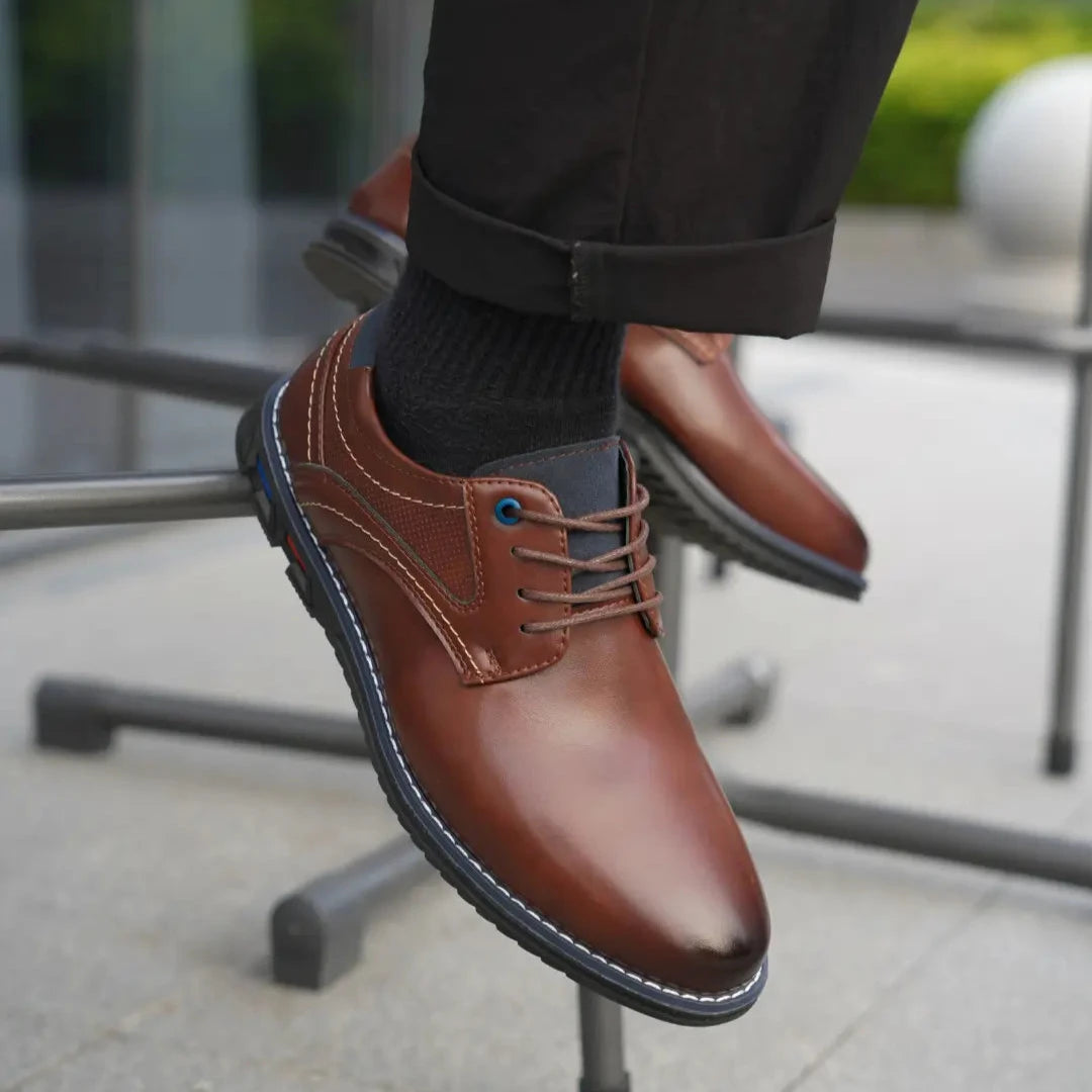Gaitcraft - Oxford Lisse chaussures habillées en cuir véritable – Marron