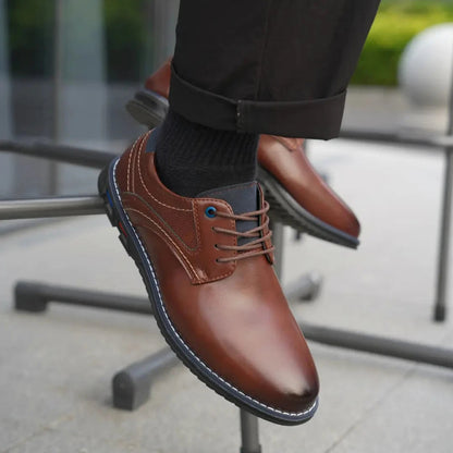 Gaitcraft - Oxford Lisse chaussures habillées en cuir véritable – Marron