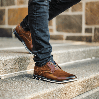 Gaitcraft - Oxford Lisse Stripe chaussures habillées en cuir véritable – Marron