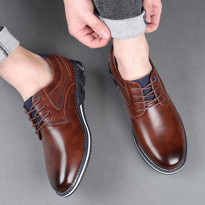 Gaitcraft - Oxford Lisse Stripe chaussures habillées en cuir véritable – Marron