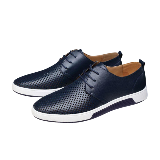 Gaitcraft - Respirer Chaussures habillées en cuir véritable – Bleu
