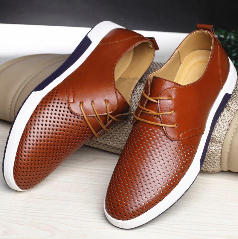 Gaitcraft - Respirer chaussures habillées en cuir véritable – Marron