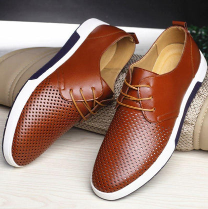 Gaitcraft - Respirer chaussures habillées en cuir véritable – Marron