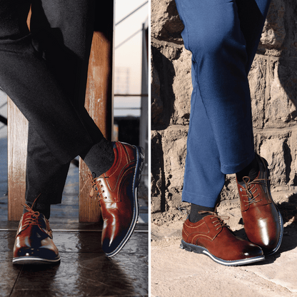 Gaitcraft - Oxford Lisse Stripe chaussures habillées en cuir véritable – Marron