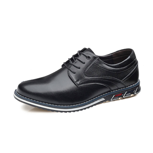 Gaitcraft - Oxford Lisse Stripe Chaussures habillées en cuir véritable – Noir