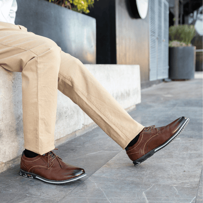 Gaitcraft - Oxford Lisse Stripe chaussures habillées en cuir véritable – Marron