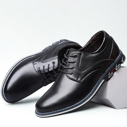 Gaitcraft - Oxford Lisse Stripe Chaussures habillées en cuir véritable – Noir