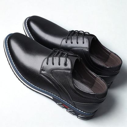 Gaitcraft - Oxford Lisse Stripe Chaussures habillées en cuir véritable – Noir