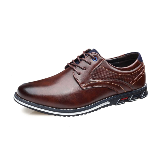 Gaitcraft - Oxford Lisse Stripe chaussures habillées en cuir véritable – Marron