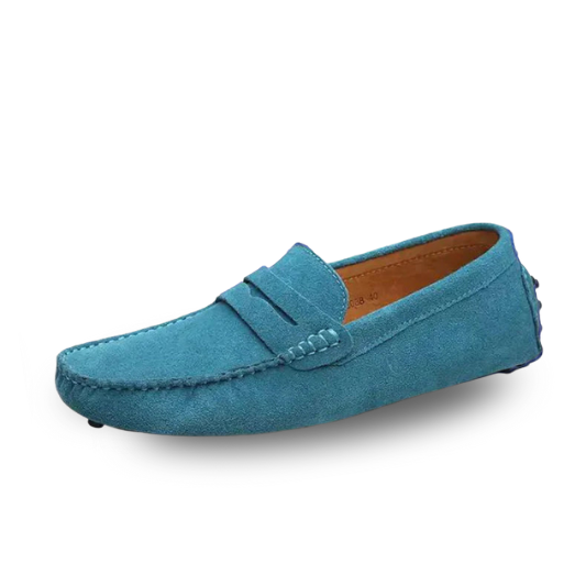 Gaitcraft - Driver Loafers en daim - Bleu Océan