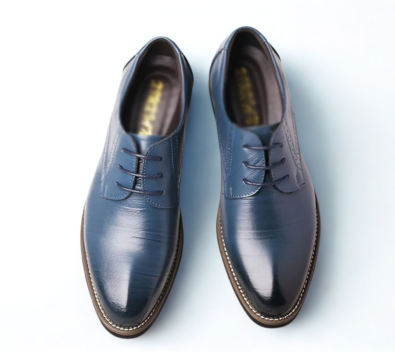 Gaitcraft - Wingtip Dress chaussures habillées en cuir véritable - Bleu