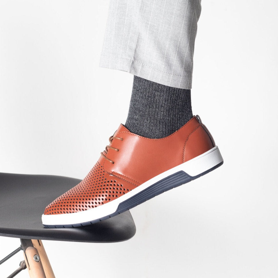 Gaitcraft - Respirer chaussures habillées en cuir véritable – Marron