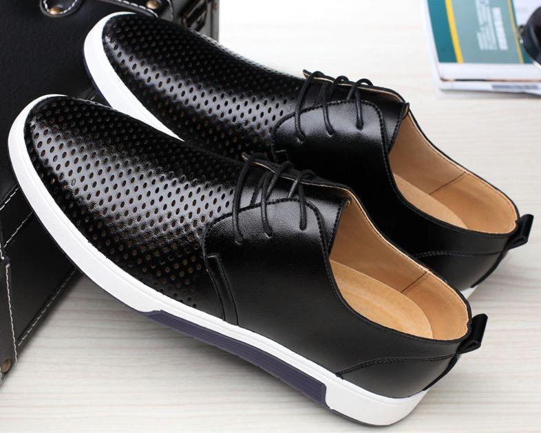 Gaitcraft - Respirer chaussures habillées en cuir véritable – Noir