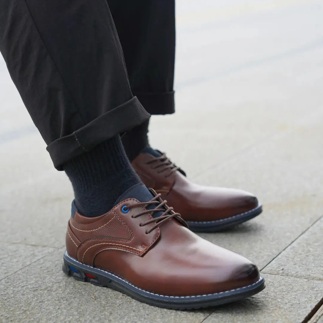 Gaitcraft - Oxford Lisse chaussures habillées en cuir véritable – Marron