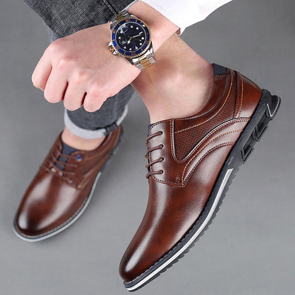 Gaitcraft - Oxford Lisse Stripe chaussures habillées en cuir véritable – Marron